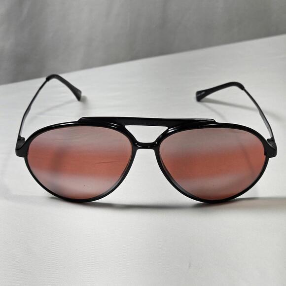 Vintage Serengeti 5284L Matte Black Aviator Sunglasses Rose Lens Japan Frames - Picture 1 of 15